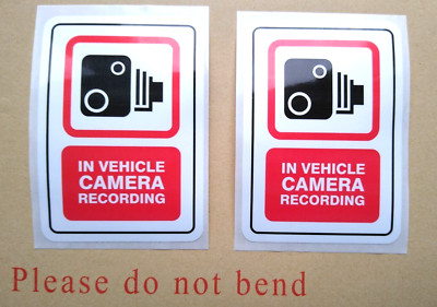 Videoüberwachung im Fahrzeug Aufnahme Aufkleber 2er Pack 100x70mm Glanz Wasserdicht Taxi Van