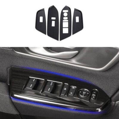Panel Switch Cover Trim Black Steel Window Lift Fit For Honda CRV CR-V 2017-2021