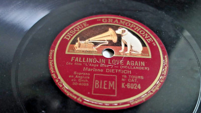 Disque 78 tours  Marlene Dietrich  Falling in  Love Again / Blonde Women