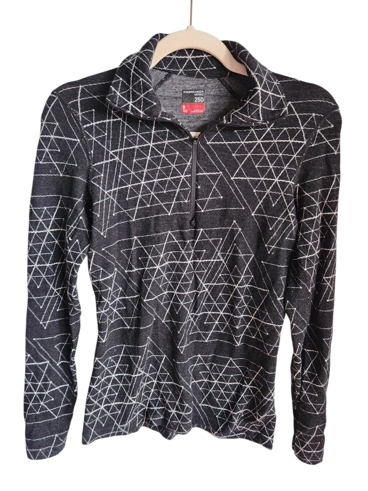 Icebreaker Merino Shirt Small Women's Black 250 Vertex Merino Wool 1/2 Zip Base