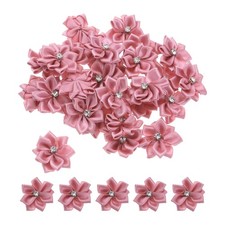 50Pcs Small Ribbon Flowers Satin Ribbon Flowers Mini Fabric Flower Salmon