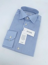 Eton Dress Shirt Mens M 15 1/2 - 39 Blue Slim Fit Long Sleeve Collared Button Up