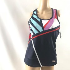 Fila Women  s Tank Top Racerback Built In Bra Size S Navy Workout Yoga Active