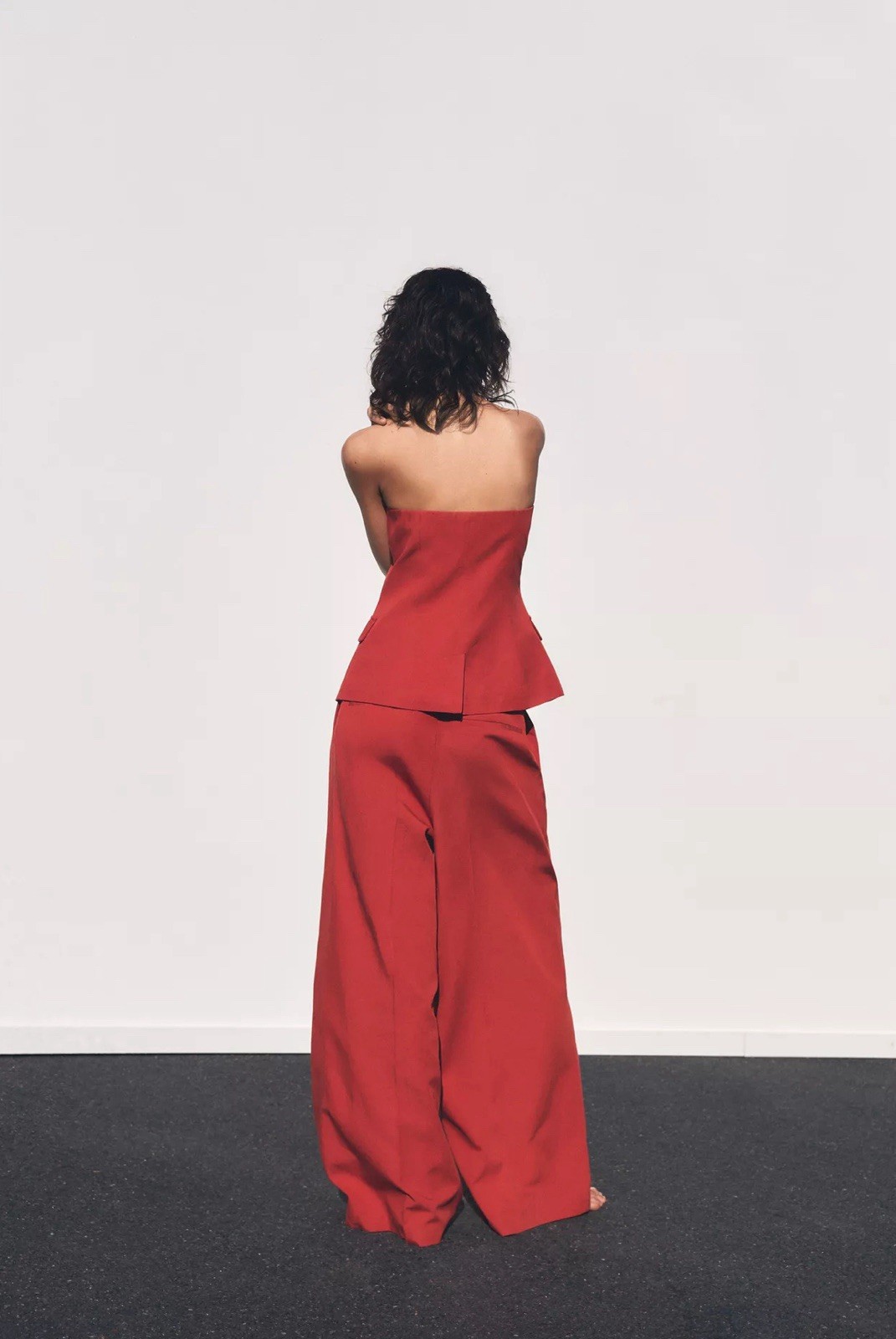 ZARA DOUBLE PLEAT WIDE LEG PANTS SZ S RED 1255/434/682 image 3