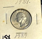 1939 Washington Quarter 25c Silver Uncirculated - Nicely Toned!