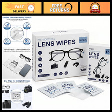 120 Pre-Moistened Lens Wipes - Streak-Free Eyeglass Cleaner, Travel Size, 12 Box