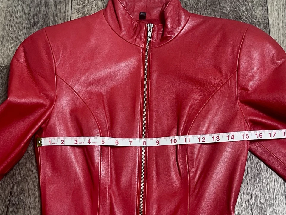 Vintage Rare 80s Michael Hoban for North Beach Leather Red Dress Size S Zip - Image 4 of 4