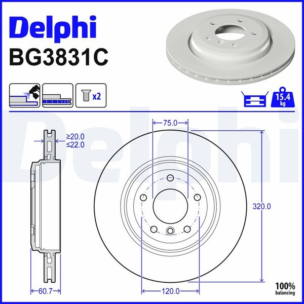 2X Bremsscheibe Delphi BG3831C FüR BMW 3Er E46 Touring 325 330-image