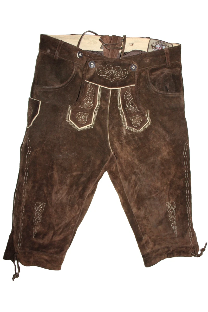 Heren Lederhose Geitenleer Kort Braun-Antiek Kopen