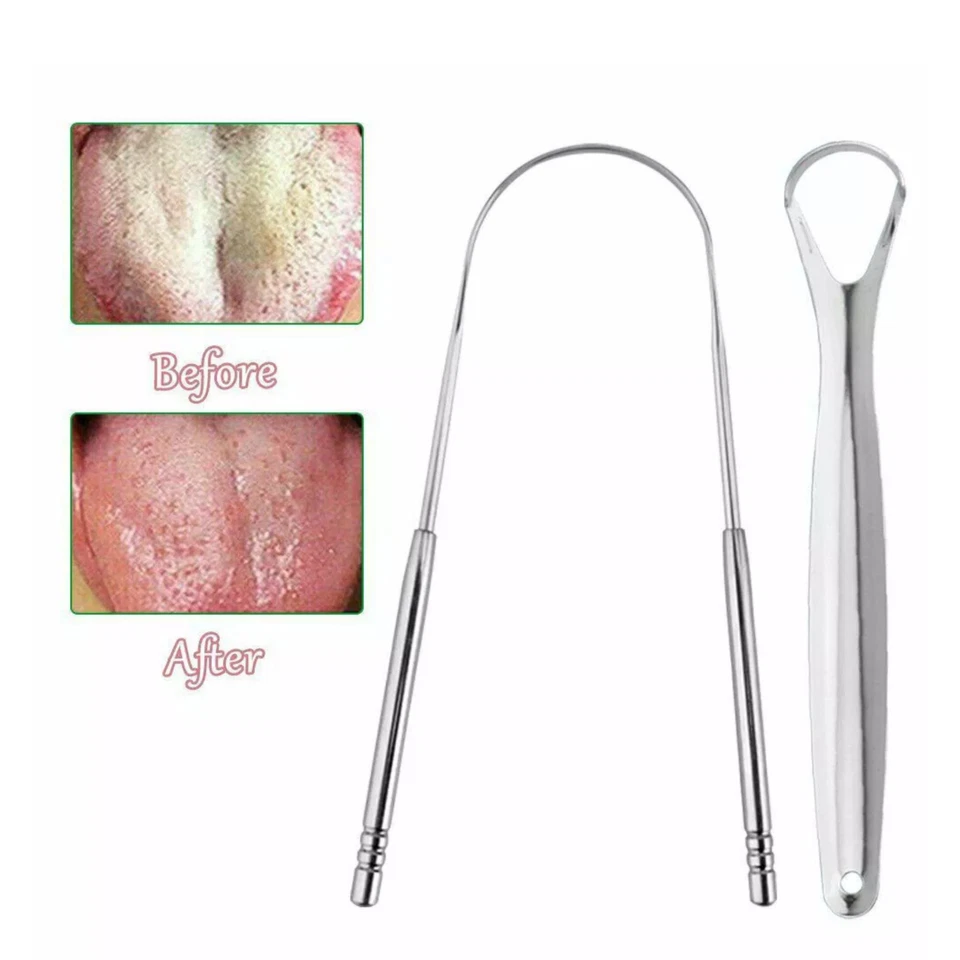 2X Stainless Steel Tongue Lounge Cleaner Scraper Dental Care Hygiene Oral Mouth - Bild 2 von 4