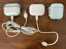 Lot of 4 Apple Earbuds 1 pair 2 single 3 cases 2 tested cords BN10-234