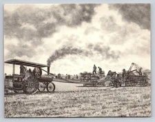 Remember Yesteryear Pencil Illustration Postcard Nostalgic Farming Scene