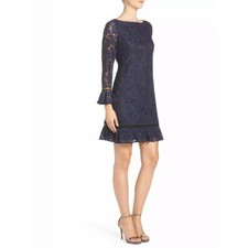 Eliza J Embellished Fit and Flare Bell Sleeve Casual Embroidery Lace Dress 10P