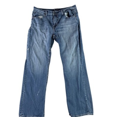 BKE Tyler Straight Jeans Mens 36x32 Blue Medium Wash Paint Splatter Work