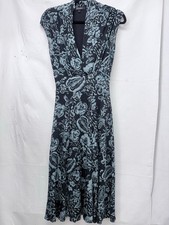 Women's Vintage Y2K Karen Kane Midi Dress Size S Black Blue Floral