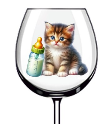 12x Baby Kätzchen Katze Vinyl Aufkleber Abziehbild Becher Weinglas Flasche Van Auto Becher