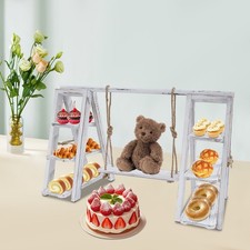 3 Tier Cupcake Stand Table Display Set With Removable Trays Serving Ladder Stand