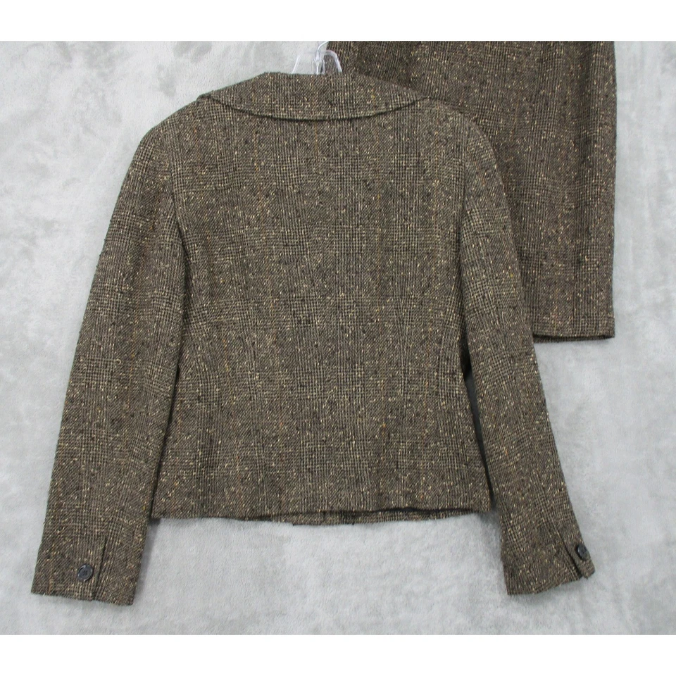 Traje Falda Vintage Ann Taylor 6 Mezcla de Lana Tweed Blazer Preppy Oficina Academia Foto 3 de 4