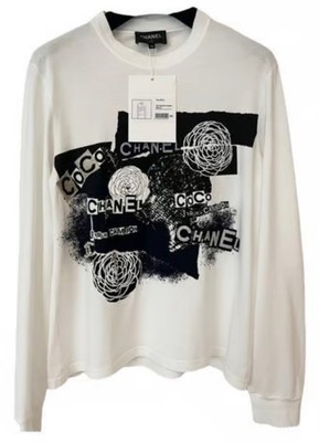 Chanel 2020 2021 White Black Coco Logo Collage T-Shirt 36 38 4 6