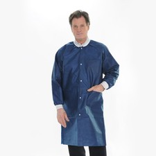 ValuMax 3660TBL ExtraSafe Lab Coats Knee Length True Blue Large 10/Pk