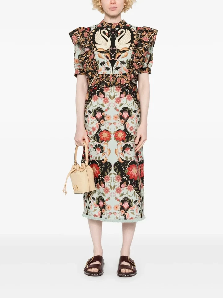 PRECIO REBAJADO! Vestido midi Anthro Farm Rio Flowing Beauty SS NUEVO CON ETIQUETAS Foto 4 de 4