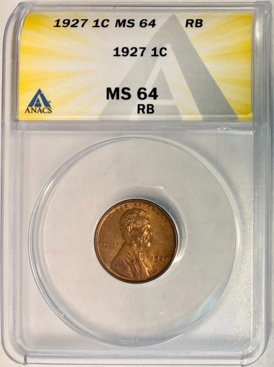 Business MS 64 Graded 1927 Year Lincoln Wheat US Small Cents (1909