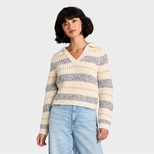 Women's Long Sleeve Chunky Polo Collar Pullover Sweater - Universal Thread XS