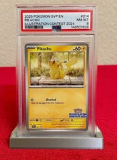 PSA NM/MT 8 Pikachu Pokemon Card #214 Black Star Promo Illustrazione Concorso #214