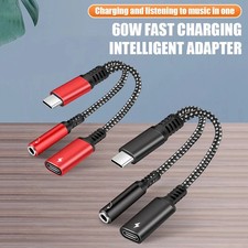 2in1 USB C To 0.14 Inch Headphone Jack Adapter Type C PD 60W Charging Audio