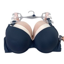 Nautica Super Soft T-Shirt Bra Set 42D 3-Pack Smooth Navy Cream Skin Tone NWT
