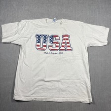 2015 Made In America USA Flag Graphic White Cotton T Shirt XL