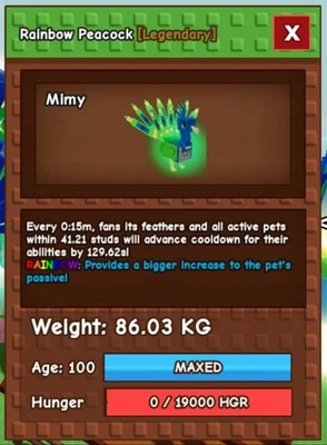 ROBLOX 🌱Grow A Garden🌱Rainbow/Nightmare Titan Peacock 15S NO TOY! Fast 💨DELIVERY