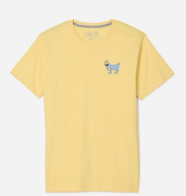 GOAT USA Men's Yellow Crew Neck Short Sleeve Logo T-Shirt Size M Cotton