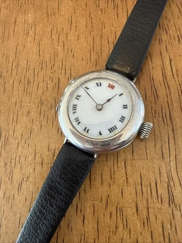 1919 Antique Rolex Trench Watch, Sterling Silver Case! Running!