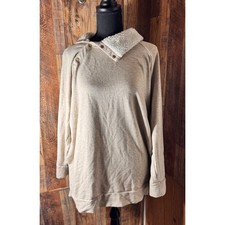 Isabel Maternity XXL Beige Sherpa Collar Snap Pullover Sweatshirt