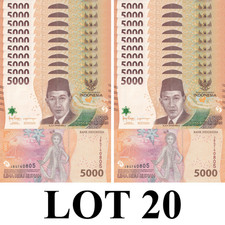 Indonesia 5000 Rupiah 2022/2023 P 164 UNC 1/5 Bundle LOT 20 pcs