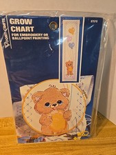 Vogart Stamped Cross Stitch Kit Baby Bear Grow Chart Balloons NIP