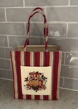 LONGABERGER Christmas Fabric Tote / Gift Bag 2005 Holiday Stripe with LINER