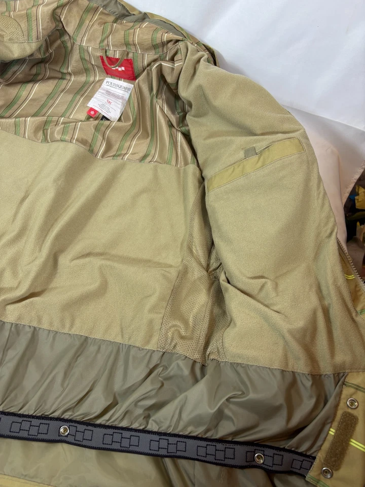 Chaqueta aislante parka con capucha a rayas verdes FOURSQUARE SNOWBOARD para hombre talla M Foto 3 de 4