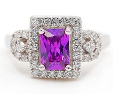 2CT Amethyst  White Topaz 925 Sterling Silver Ring Jewelry Sz 8 UB3-7