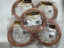 LOT OF 5 Cerrowire 15 ft. 6-Gauge Stranded SD Bare Copper Grounding Wire