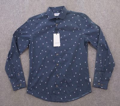 Lindbergh White Shirt Mens Medium Blue Button Up Long Sleeve Casual New