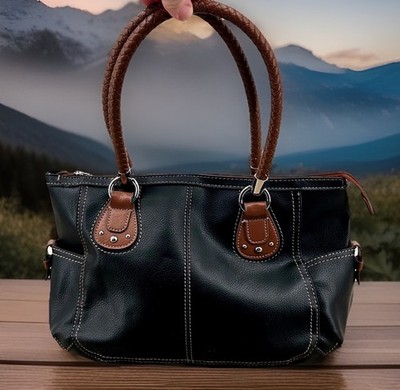 Relic Wms Handbag Satchel Medium Black Brown Braided Handle Classic Professional