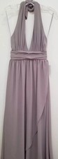 Lulus Maxi Dress Womens Small Gray Stop And Stare Halter Georgette Bridesmaid 