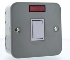 Schneider GMC20SN 20A DP Switch with Neon Metal Clad 1 Gang Grey Isolator