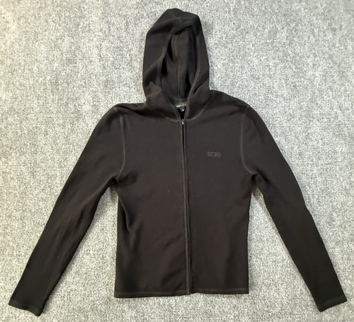 Chaqueta BCBG Maxazria Grande M Negra Sudadera con Capucha Manga Larga Cremallera Completa Logo Top Mujer - Imagen 1 de 8