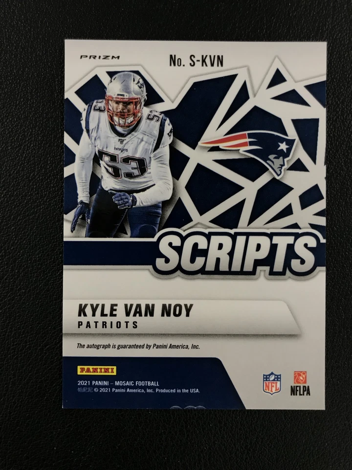 2021 Panini Mosaic #S-KVN Kyle Van Noy Scripts Auto Prizm New England Patriots - Image 2 of 2