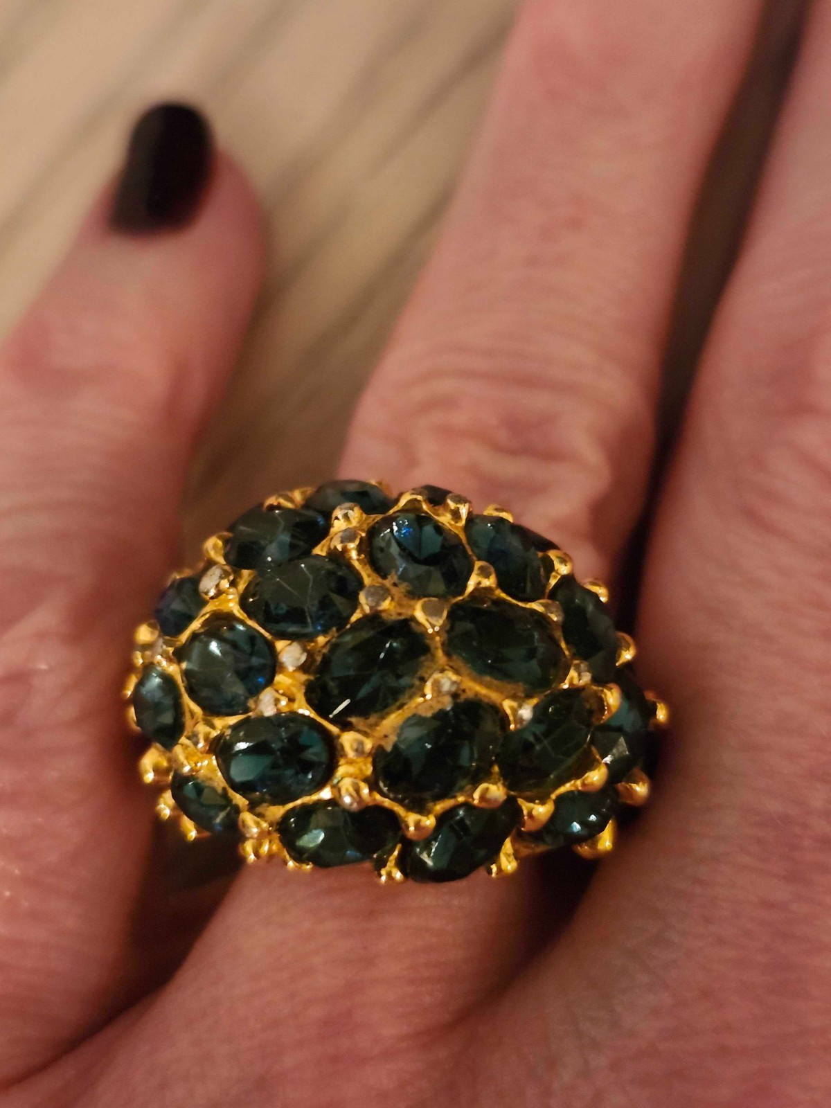 Kenneth Jay Lane Gold Plated Navy Crystal Cocktai… - image 2