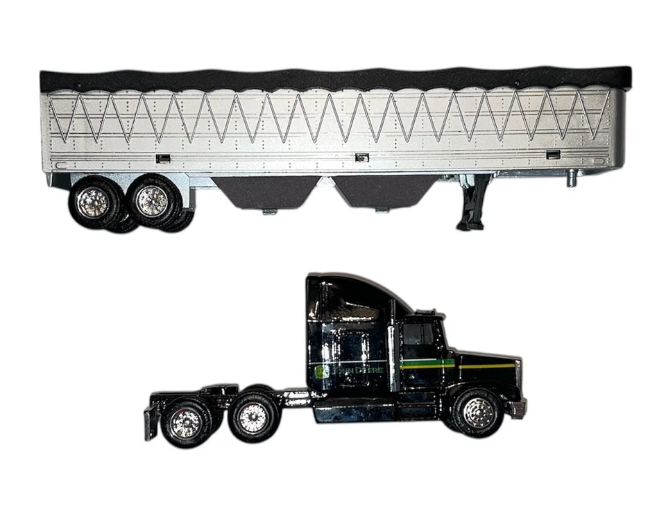 ERTL 1:64 Diecast John Deere Black Peterbilt Tractor W/ Grain Trailer, DumpTruck - Image 3 of 4