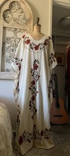Vintage Kaftan Hand Embroidered Maxi Dress 70 s Boho